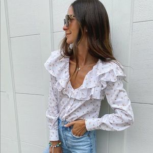 Something Navy Bailey Floral Ruffled Top